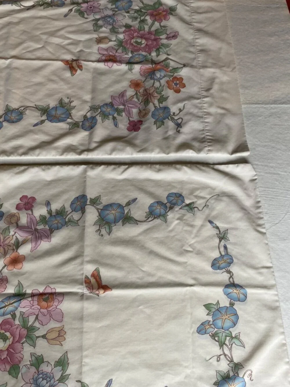 Floral Twin Size Pillow Case Set Pastel Colors Vintage Springmaid Wondercale USA
